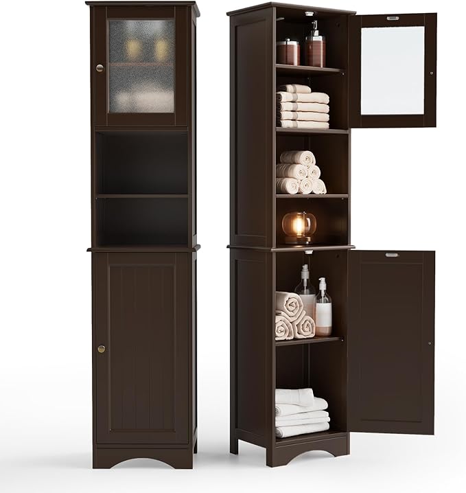Gizoon Tall Bathroom Storage Cabinet | Freestanding Linen Cabinet by Gizoon