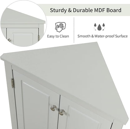 GDFStudio 31.5" H Triangle Corner Bathroom Storage Cabinet - Image 3