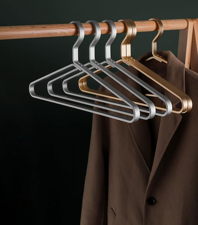 Premium Matte Silvery Aluminum Coat Hangers 6 Piece Set, 17.7” Extra Smooth & - Image 7