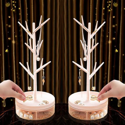 Branch Jewelry Rack With Rotatable Base and Storage Box Tree Tower Rack Hanging - Image 4