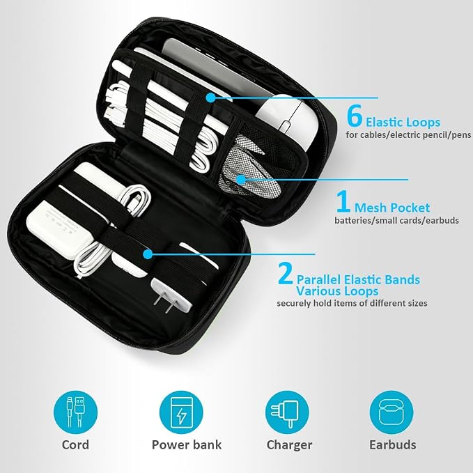 GOX Cable Organizer Travel Bag, Water Resistant Electronic Accessories Case - Image 4