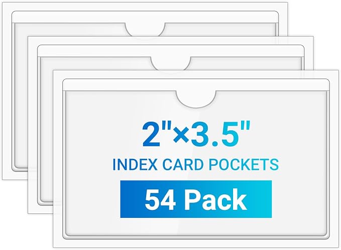MaxGear 2" x 3.5" Index Card Holder, 54 Pack Label Holders by MaxGear