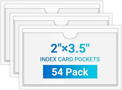 MaxGear 2" x 3.5" Index Card Holder, 54 Pack Label Holders by MaxGear
