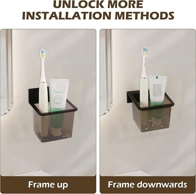 3 Pack Modern Black Metal Clear Plastic Toothbrush Holders, Toothpaste Holder - Image 7