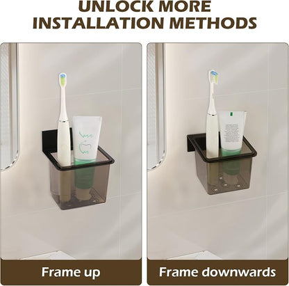 3 Pack Modern Black Metal Clear Plastic Toothbrush Holders, Toothpaste Holder - Image 7