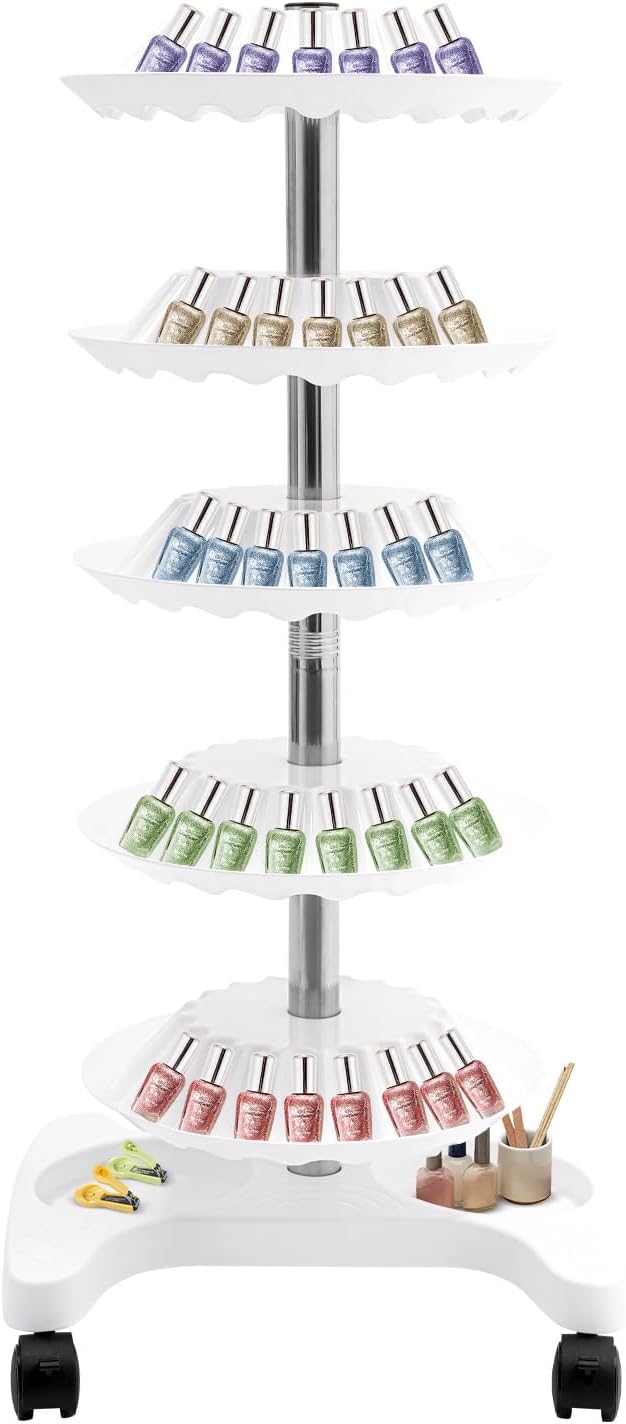 5-Tier Polish Carousel, 120-Bottle Cosmetic Tower w/Stainless Steel Core by Unknown