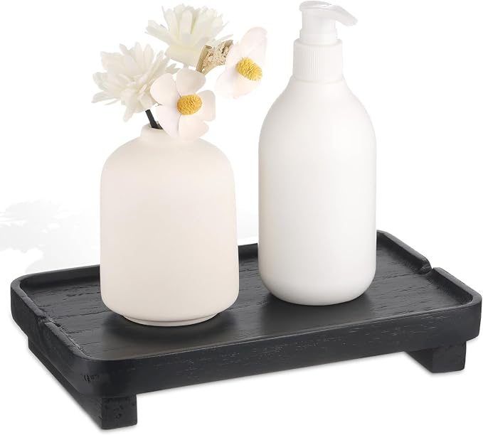Wood Riser Small Decorative Tray Sink Soap Dish, Vanity Tray Pedestal Stand 9 x by Hiitytin