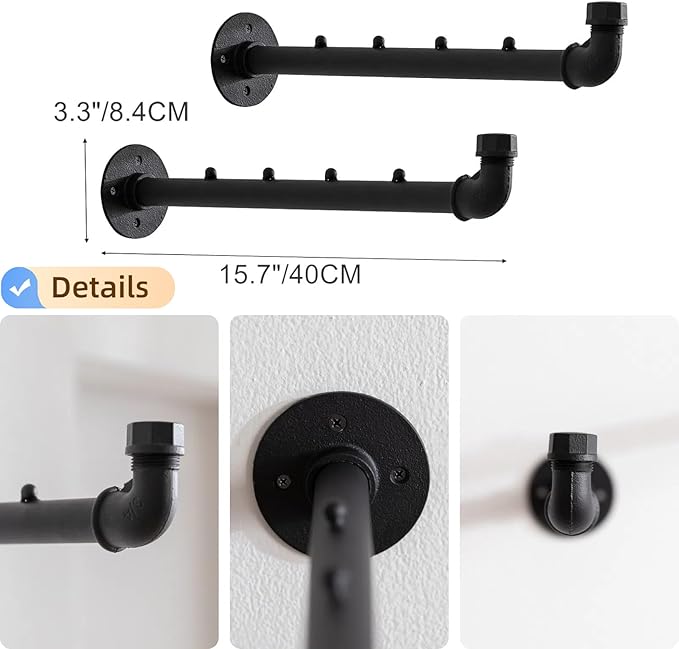 Homeyeeng Industrial Wall Pipe Clothes Bar - Image 3