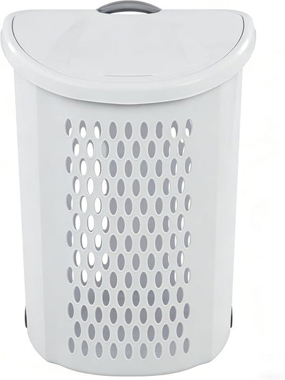 White Lalaundry Basket with Wheels and Lid, Portable Laundry Basket, Durable - Image 3