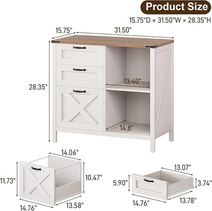 Halitaa 3 Drawers Farmhouse File Cabinet - Image 3