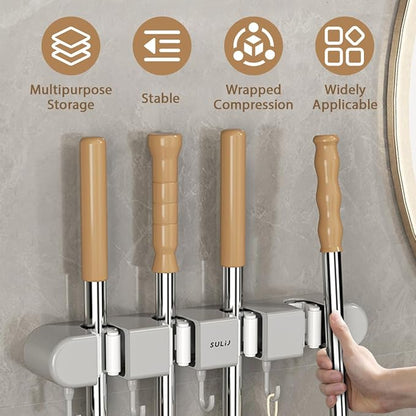 2Pcs Broom Holder Wall Mount, No-Drilling Self-Adhesive Mop and Broom Storage - Image 5