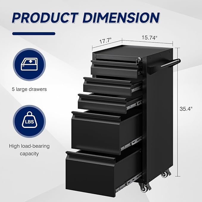 Yizosh 5-Drawer Metal Tool Storage Cabinet - Image 3
