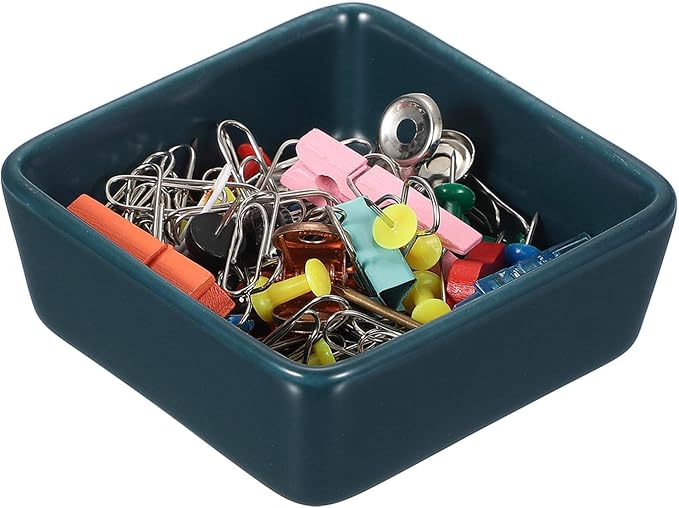 PATIKIL Square Paper Clip Holders, Ceramic Bowl Dish Clip Dispenser Organizer by PATIKIL