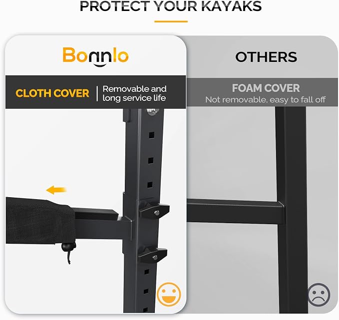 Bonnlo Kayak Storage Rack, Adjustable Heavy Duty Kayak Rack - Image 4