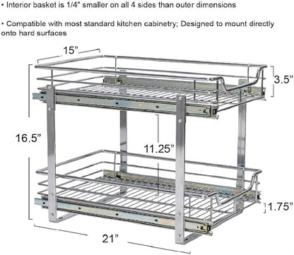 Household Essentials Chrome-Plated Steel Dual-Tier Slide-Out Organizer - Image 4
