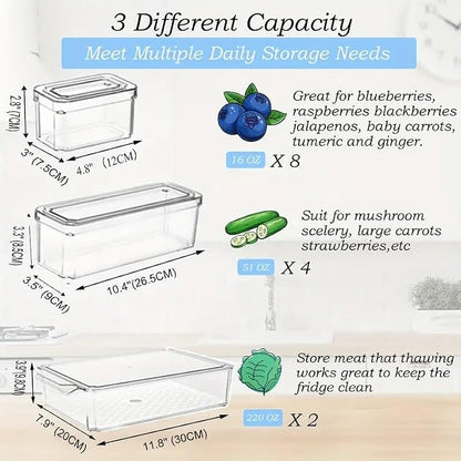 INNOVATIVE LIFE 14 Pack Refrigerator Organizers and Storage, Stackable Fridge - Image 2