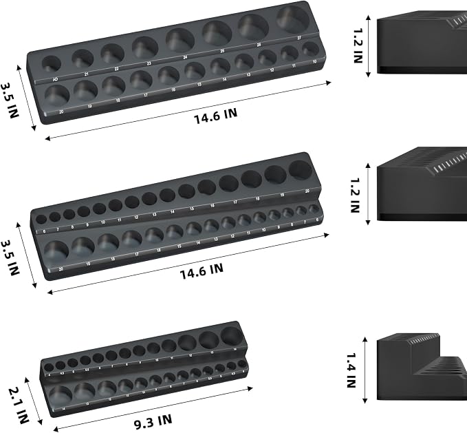 Magnetic Socket Organizer Holder Set – 3-Piece Tool Organizers Including 1/4" - Image 5