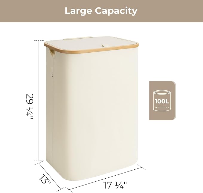 StorageWorks 100L Large Laundry Hamper - Image 2