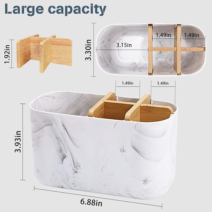 Toothbrush Holders for Bathrooms, 5 Slots Bamboo Toothbrush Holder Kids - Image 5