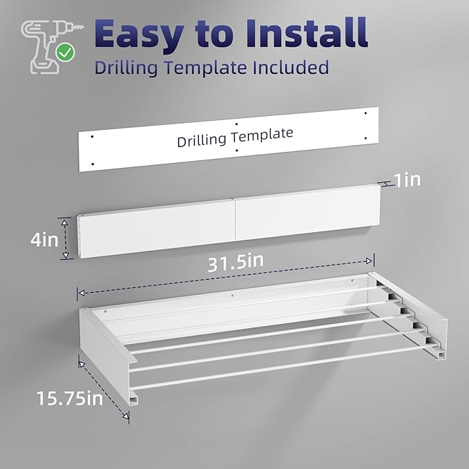 ZMBESUP Large Wall Mounted Drying Rack 40 Inch, Wide Foldable Laundry Rack - Image 2