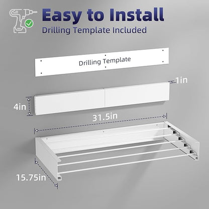 ZMBESUP Large Wall Mounted Drying Rack 40 Inch, Wide Foldable Laundry Rack - Image 2