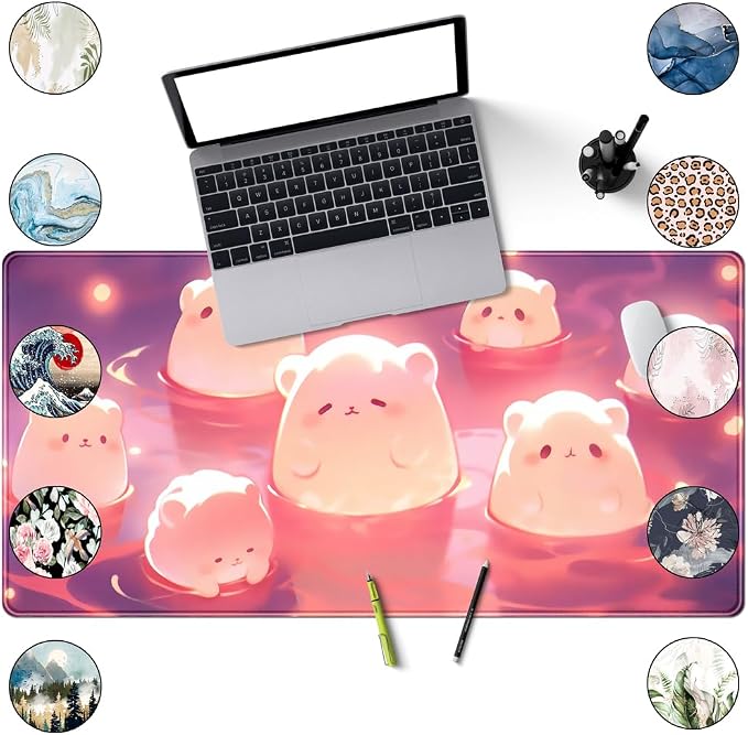 Kawaii Pastel Pink Desk Mat Cute Cat Large Mouse Pad Desk Pad Large Mouse and - Image 8