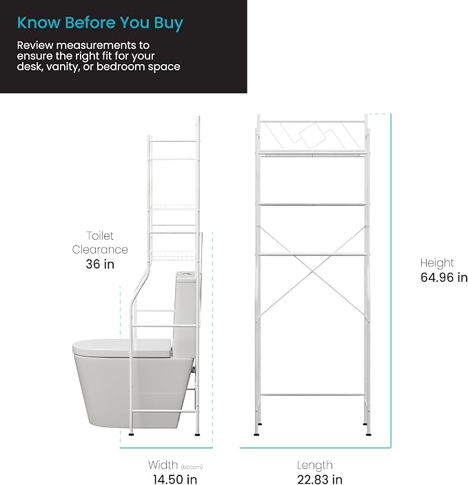 Home Zone Living Over-the-Toilet Bathroom Storage Cabinet Organizer | - Image 2