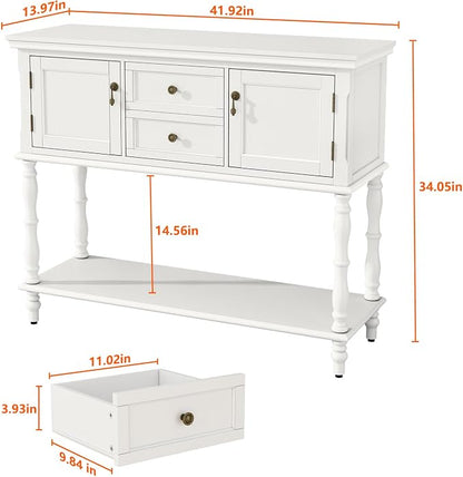 ARTPOWER Console Table with 2 Drawers, Retro Entryway Table with 2 Door - Image 2