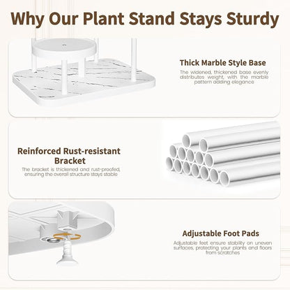 LASZOLA 5 Tier Tall White Plant Stand Rack Indoor Outdoor House, Heavy Duty - Image 3