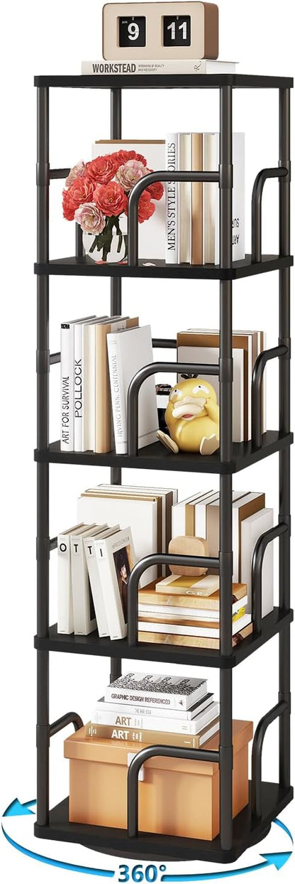 IBUYKE 5 Tier Rotating Bookshelf, Square Bookcases by IBUYKE