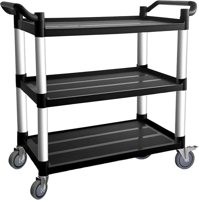 3 Tier Rolling Cart with Hair-Proof Wheels, Plastic Utility Service Cart by Befeshine