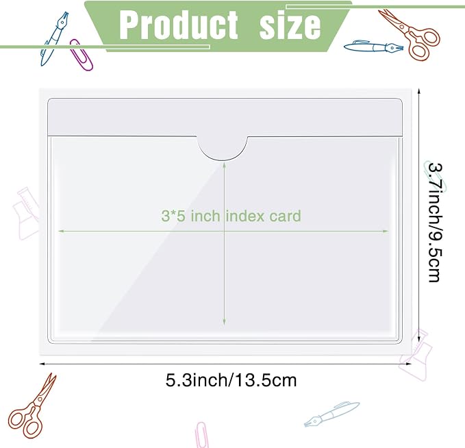 Chinco 50 Pack 3" x 5" Clear Adhesive Pockets, Index Card Pockets - Image 3
