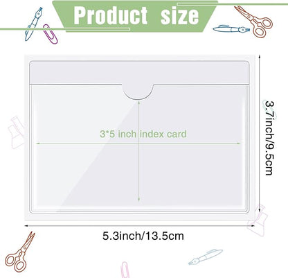 Chinco 50 Pack 3" x 5" Clear Adhesive Pockets, Index Card Pockets - Image 3