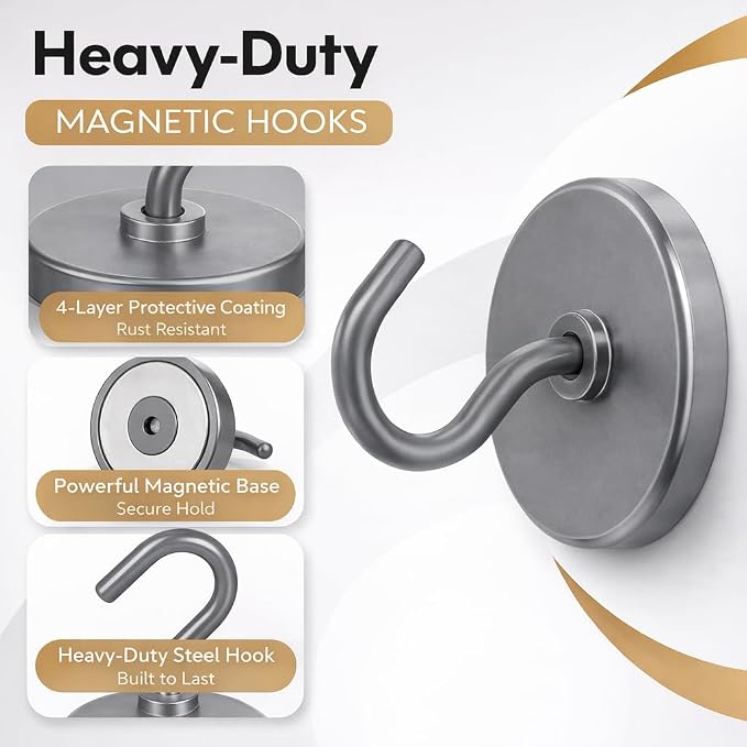 Neosmuk Magnetic Hooks, Heavy Duty 130lb+ Strong Magnet Hook - Image 5