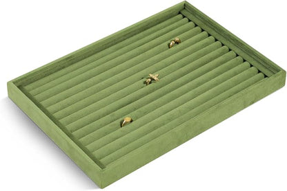 Velvet Ring Display Tray, Stackable Muilt Slot Rings Ear Stud Storage Tray - Image 4