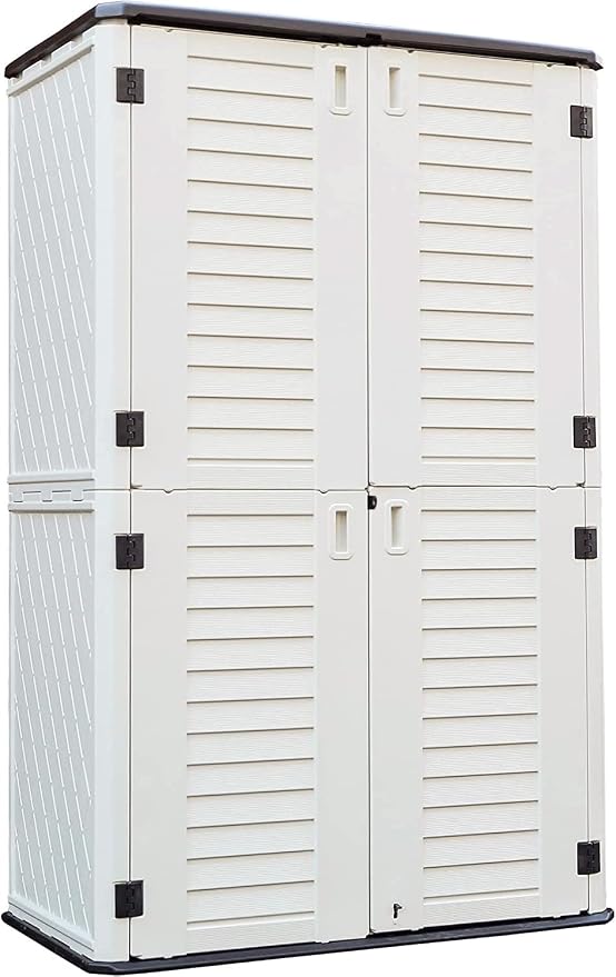 KINYING Outdoor Storage Cabinet Waterproof, Resin Vertical Outdoor Storage Shed by KINYING