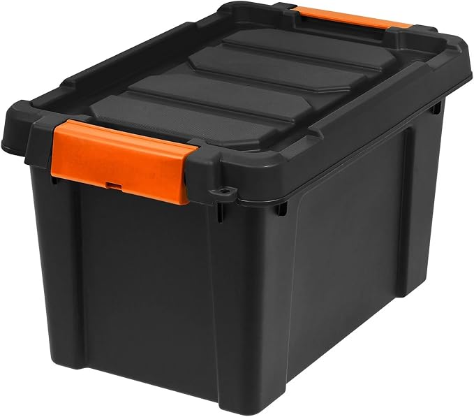 Heavy Duty Storage Container, 5 Gallon Capacity, Stackable Plastic Tote by Unknown