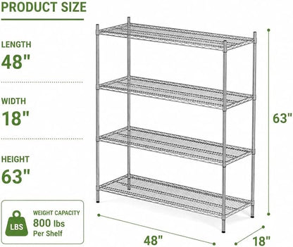 APLSS NSF 4-Tier Chrome Storage Shelves, Dry Environments, Commercial Heavy - Image 3