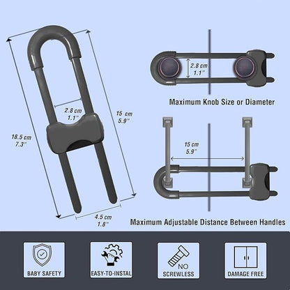 Sliding Cabinet Locks for Babies, Baby Proofing Adjustable U-Shaped Baby Safety - Image 2