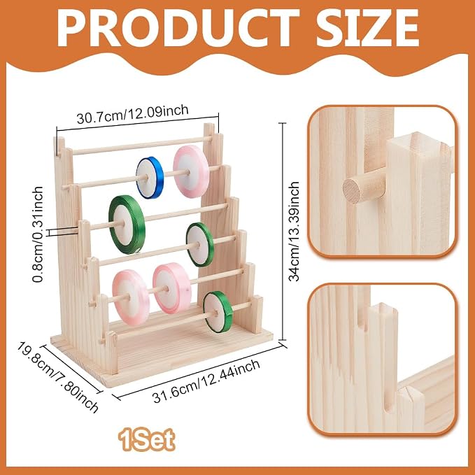 UNICRAFTALE 6-Tier Wooden Ribbons Organizer Rack Burlywood Ribbon Holder - Image 3