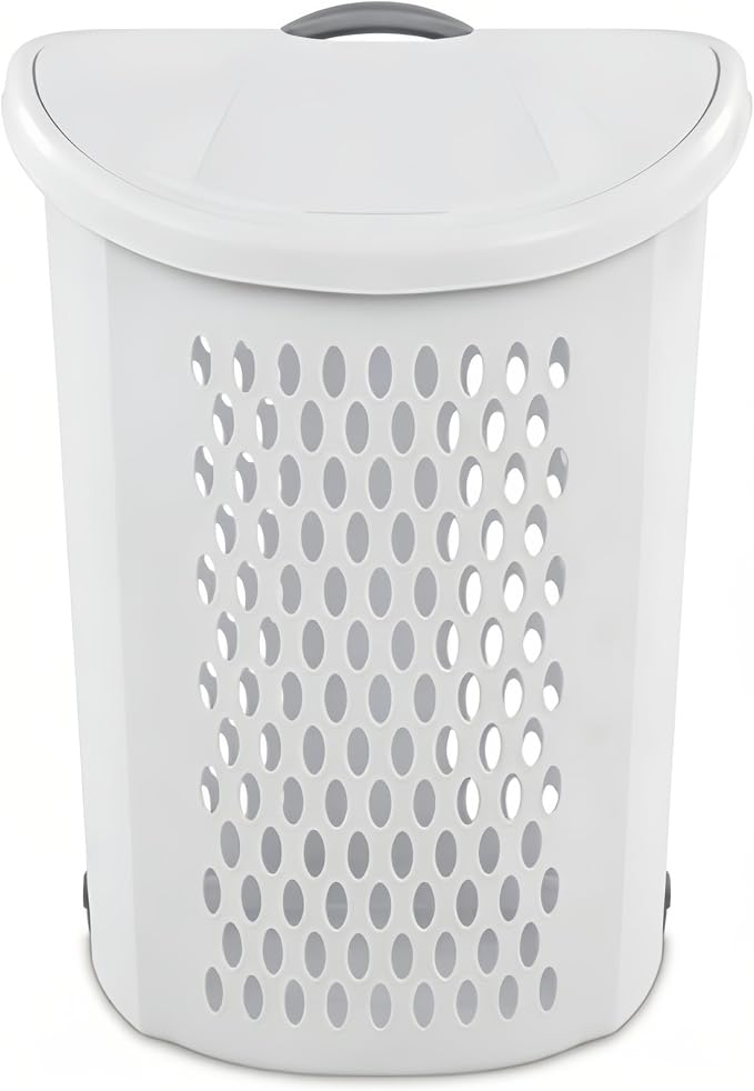 Wheeled Laundry Hamper with Retractable Handle, Plastic Rolling Laundry Basket by Unknown