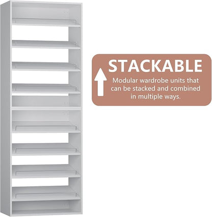 Shoe She-lf Short Tower Wood Built In Closet Organizer Unit, Premium Modular - Image 3