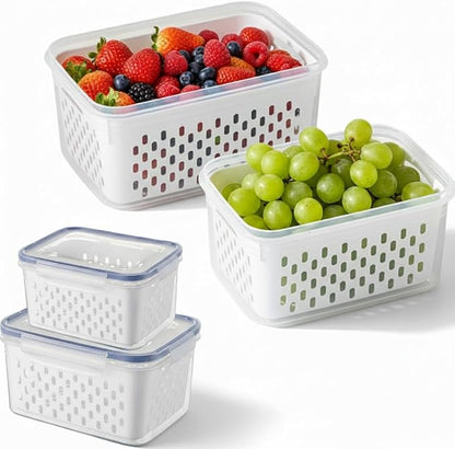 Fruit Storage Containers for Fridge 2 Pack, Fridge Organizers and Storage by Unknown