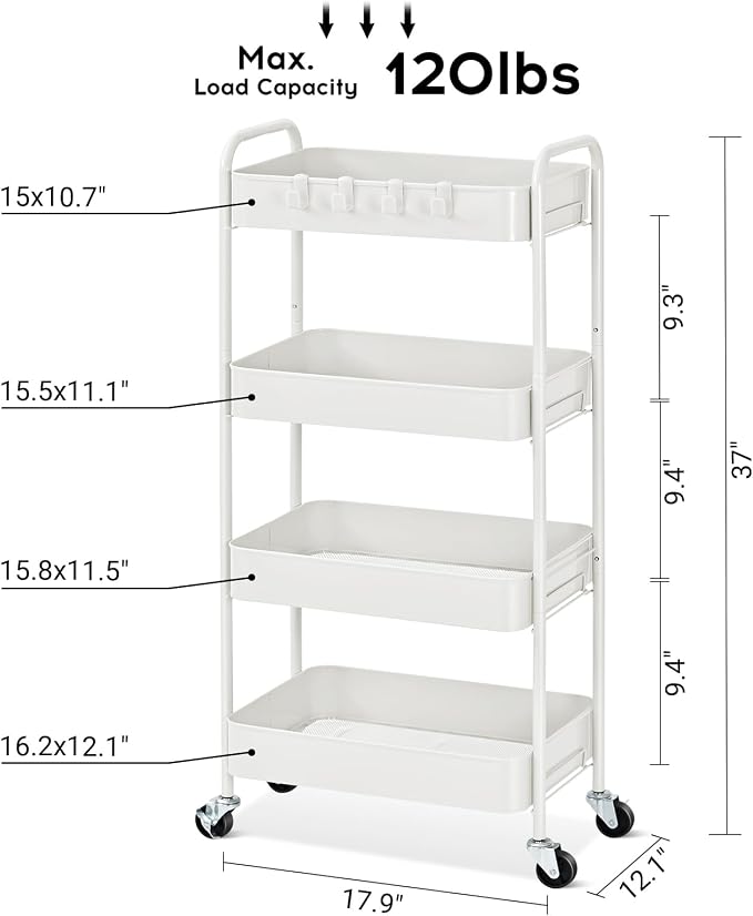 TOOLF 4-Tier Rolling Cart - Image 7