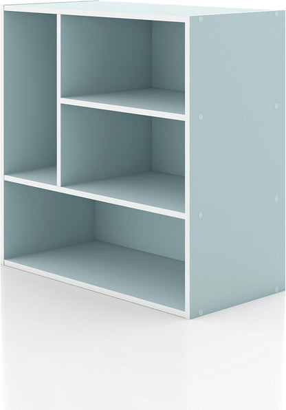 Homes: Inside + Out Apexa 4-Vertical Storage Organizer Shelves, Stackable Wood by HOMESInsideOut