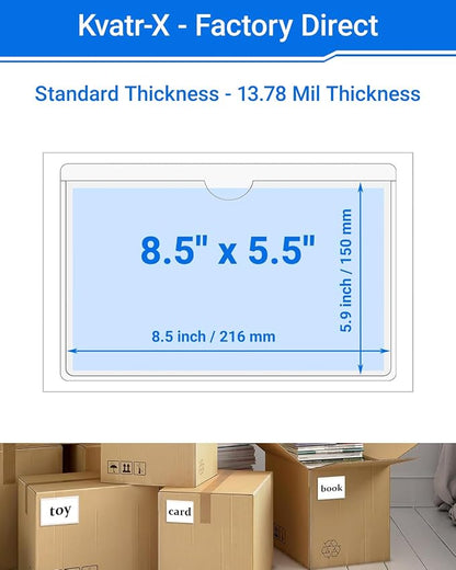 20 PCS Clear Self Adhesive Plastic Label Pockets, Top Loading Business & - Image 2