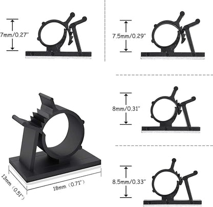Viaky 30 Black Adjustable Cable Clips, Reusable Buckle Self-Adhesive Wiring - Image 4