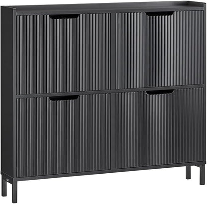 SoBuy Fluted Shoe Cabinet 4 Drawers, Narrow Shoe Storage Organizer by SoBuy