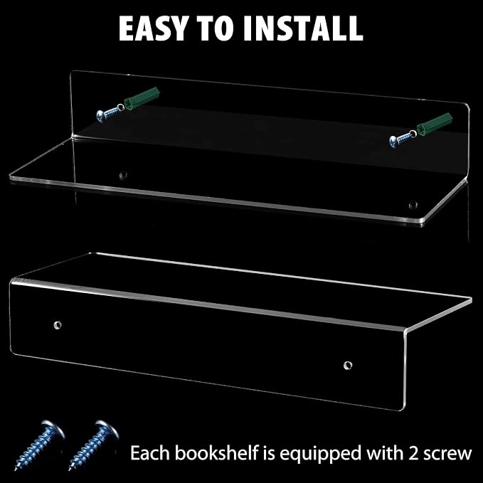 Blulu 8 Pcs Clear Acrylic Floating Shelves - Image 4