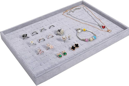 Grey Velvet Stackable 100 Slot Ring Inserts Jewelry Tray Showcase Display - Image 5